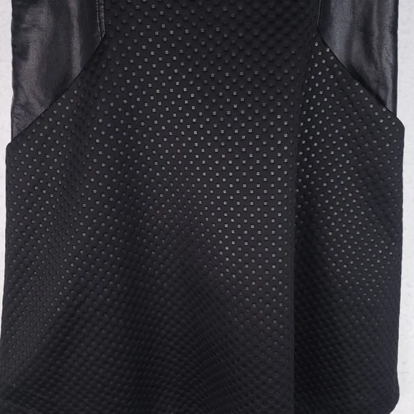 RACHEL Rachel Roy Textured A Line Skater Faux Leather Trim Scuba Dress - Picture 5 of 16